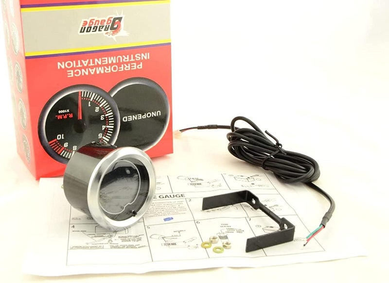 LEVANLIGHT Black 7 Color LED Display Elec 0-9999 RPM Tachometer Tacho Gauge for 4/6/8 Cylinder Gas Powered Engines | 7 Adjustable Color LED | Dual Digital Analog Output|2-1/16" 52mm - Image 4